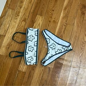 Teal& white floral bathing suit